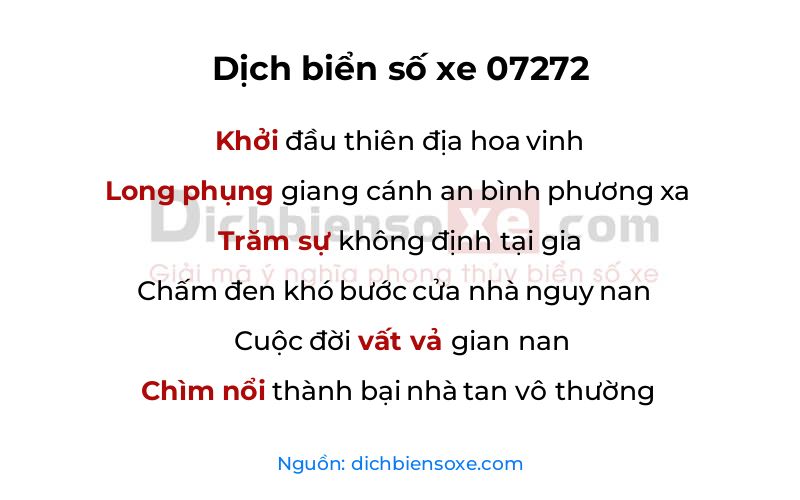 Dịch thơ biển số 07272