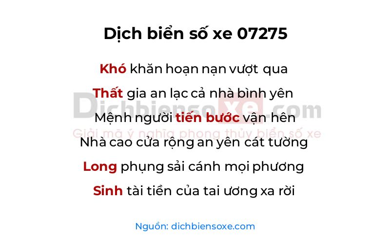 Dịch thơ biển số 07275