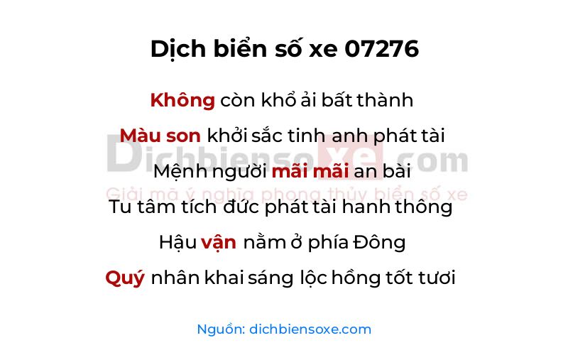 Dịch thơ biển số 07276