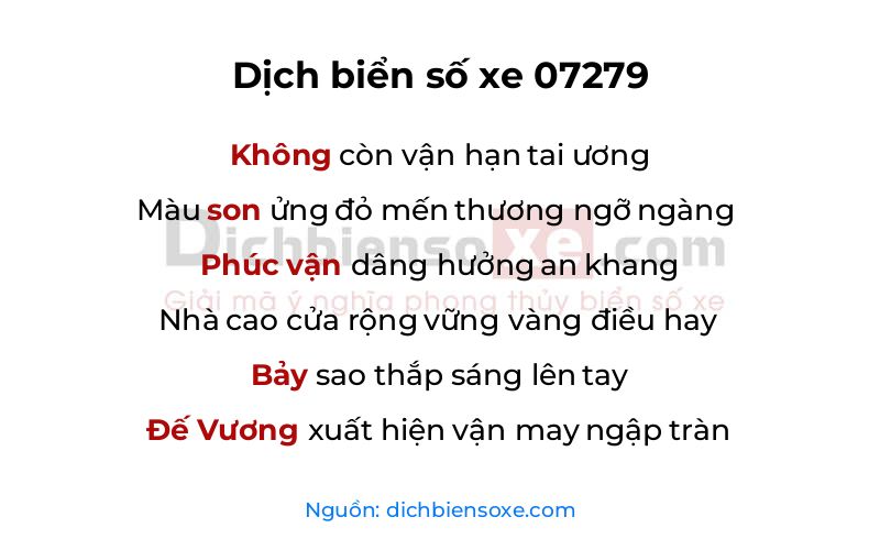 Dịch thơ biển số 07279