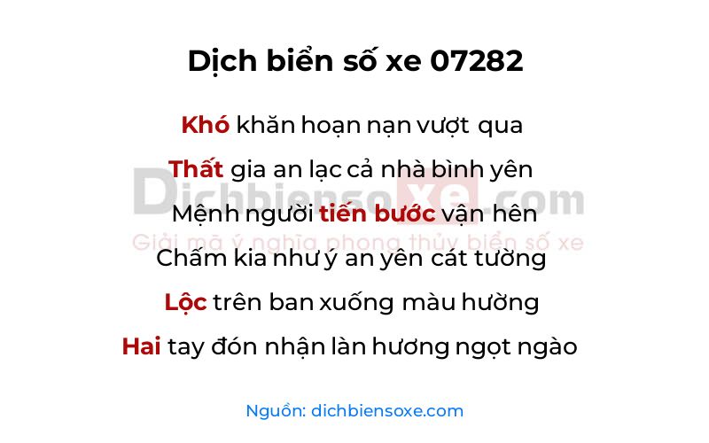 Dịch thơ biển số 07282