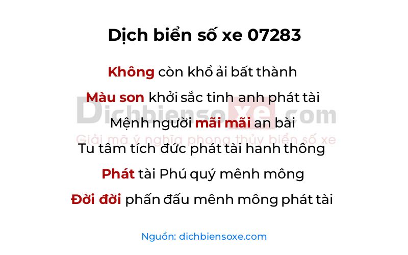 Dịch thơ biển số 07283