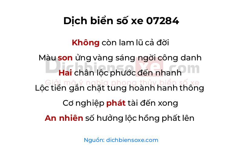 Dịch thơ biển số 07284
