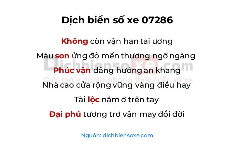 Dịch thơ biển số 07286