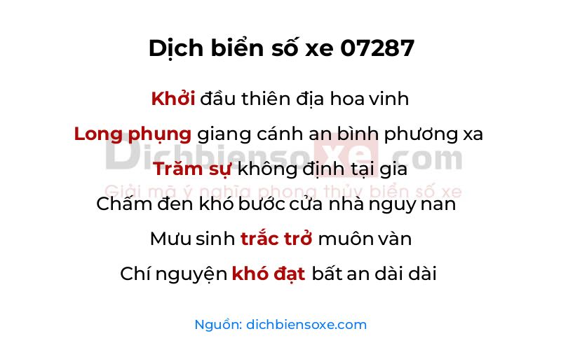Dịch thơ biển số 07287