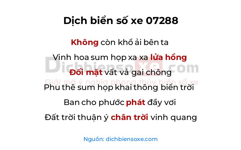Dịch thơ biển số 07288