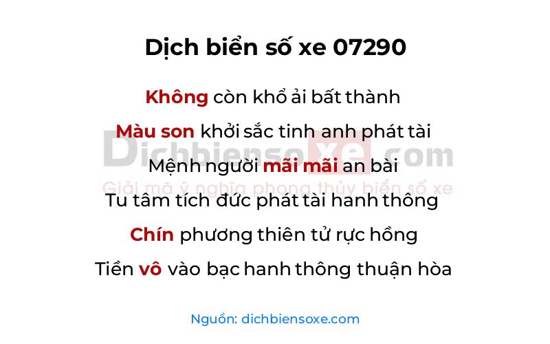 Dịch thơ biển số 07290