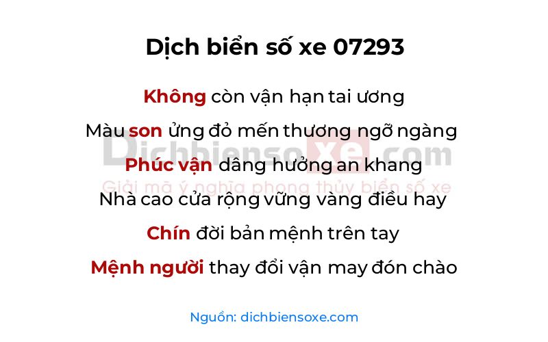 Dịch thơ biển số 07293