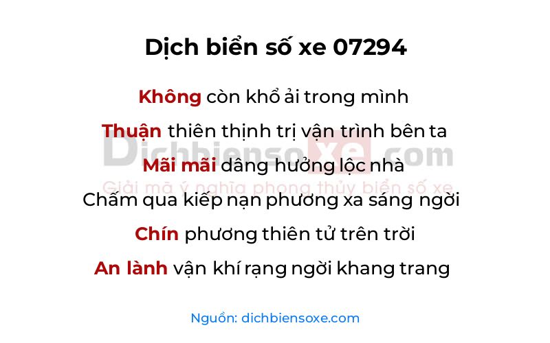 Dịch thơ biển số 07294
