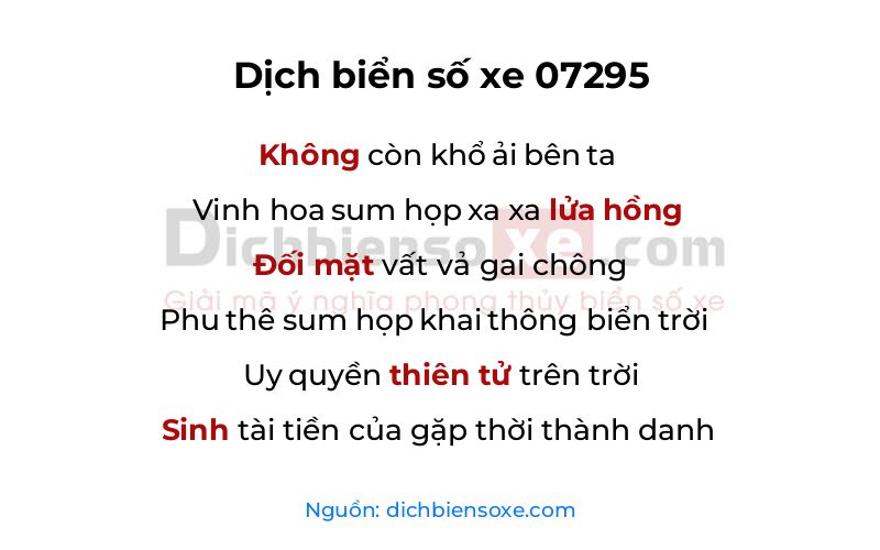 Dịch thơ biển số 07295