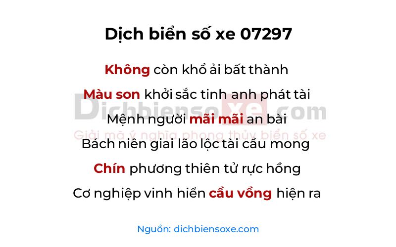Dịch thơ biển số 07297