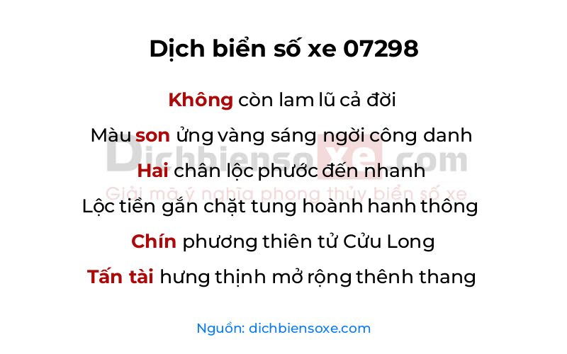 Dịch thơ biển số 07298