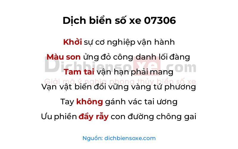Dịch thơ biển số 07306