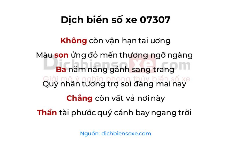 Dịch thơ biển số 07307