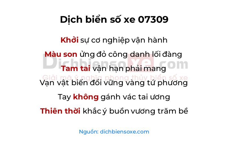Dịch thơ biển số 07309