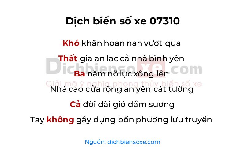 Dịch thơ biển số 07310