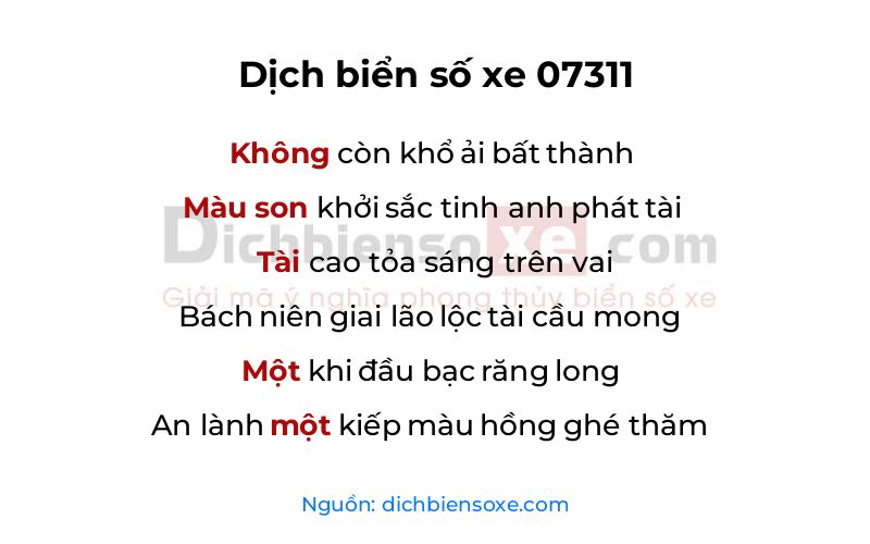 Dịch thơ biển số 07311