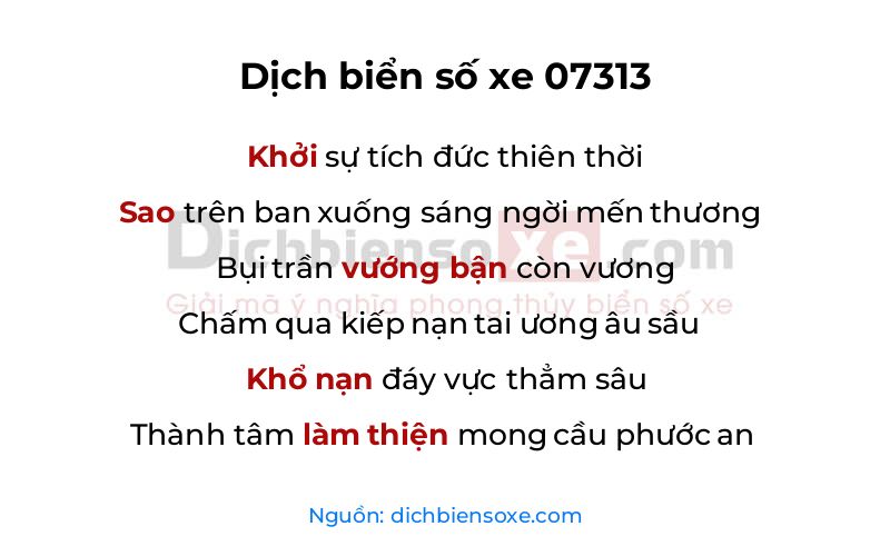 Dịch thơ biển số 07313