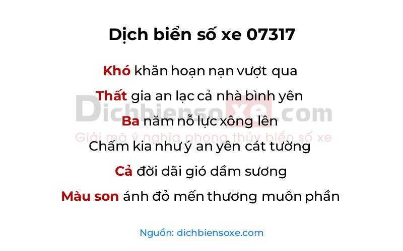 Dịch thơ biển số 07317