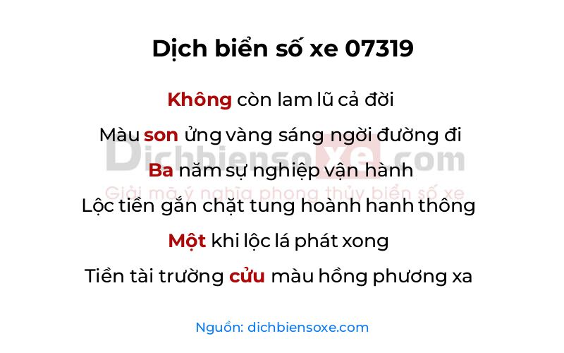 Dịch thơ biển số 07319