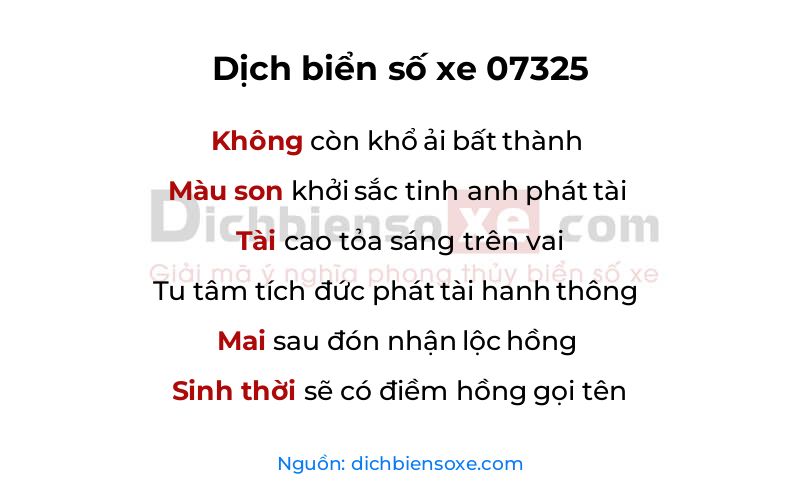 Dịch thơ biển số 07325