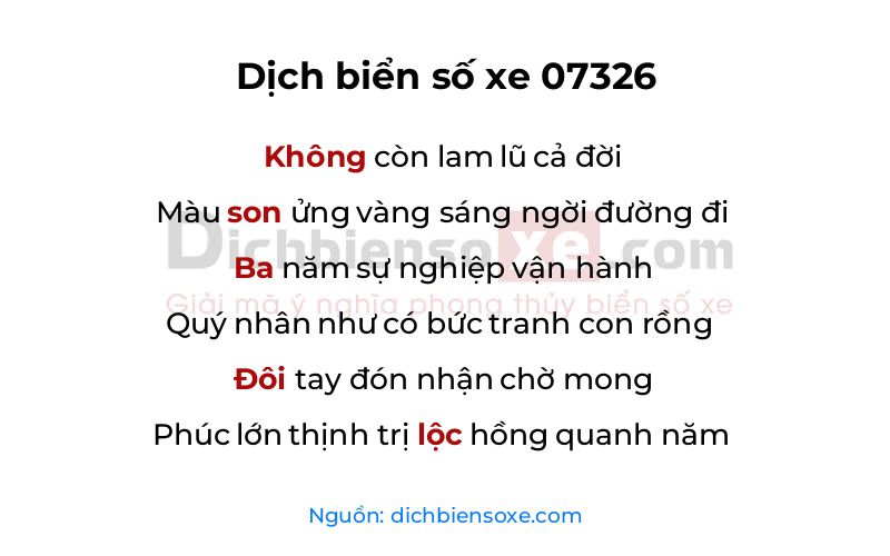 Dịch thơ biển số 07326