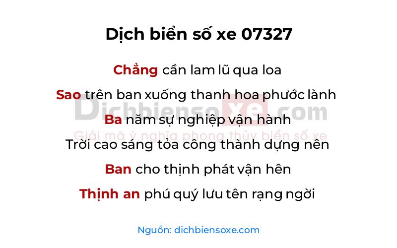 Dịch thơ biển số 07327