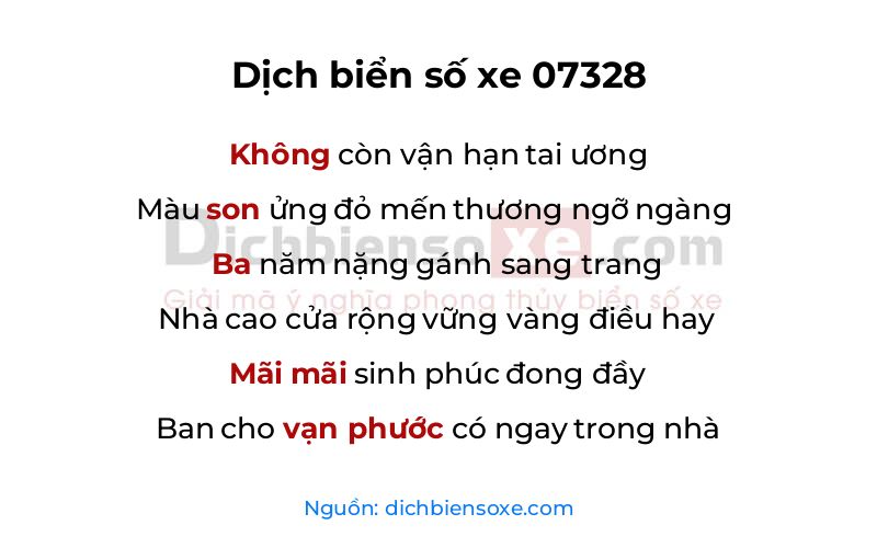 Dịch thơ biển số 07328
