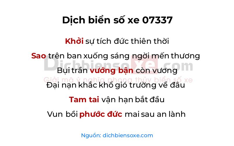 Dịch thơ biển số 07337