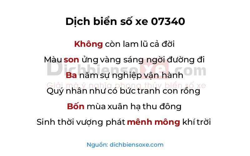 Dịch thơ biển số 07340