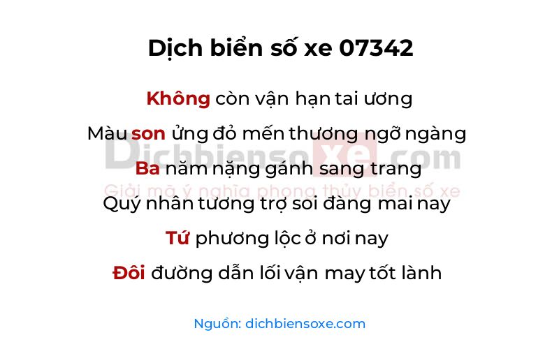 Dịch thơ biển số 07342