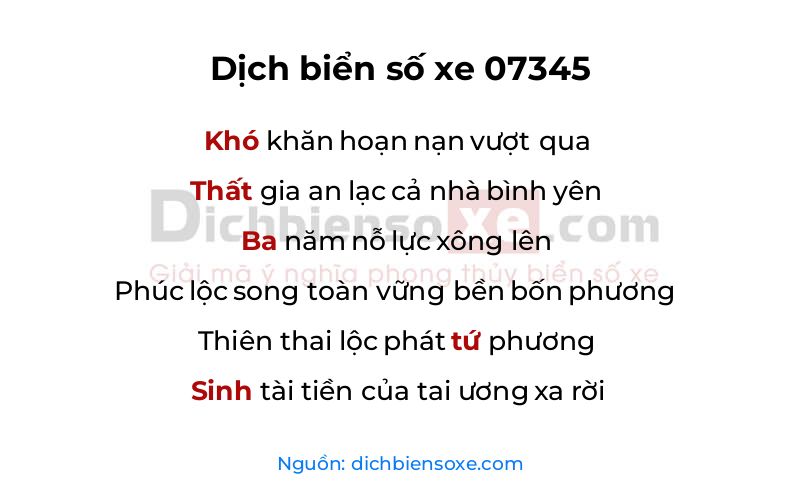 Dịch thơ biển số 07345