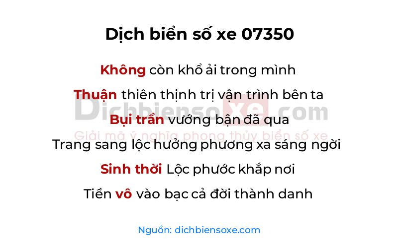 Dịch thơ biển số 07350