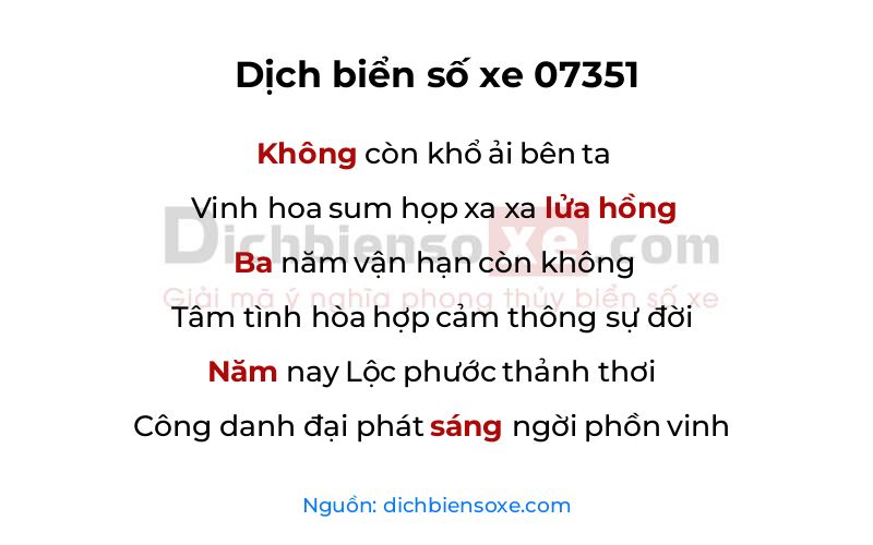 Dịch thơ biển số 07351