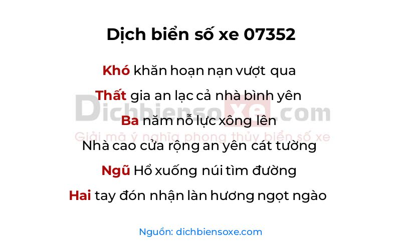 Dịch thơ biển số 07352