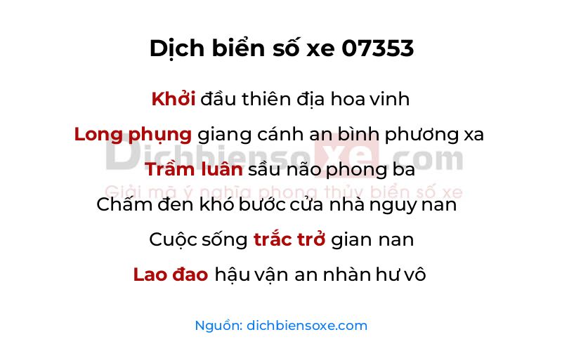Dịch thơ biển số 07353