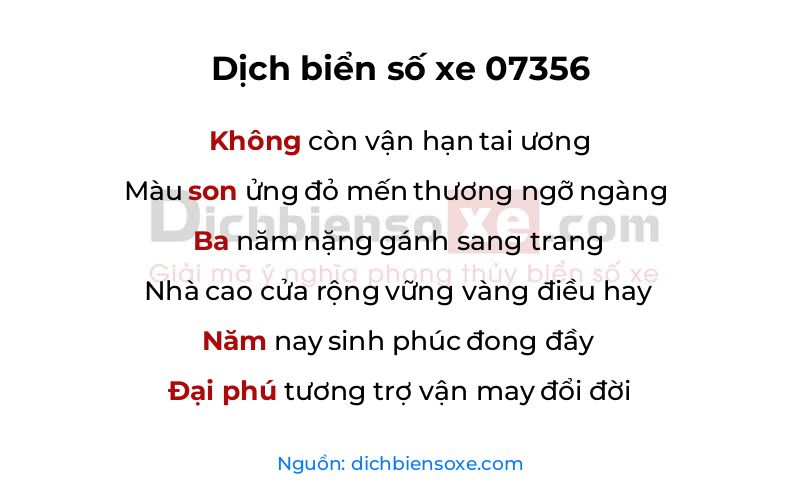 Dịch thơ biển số 07356