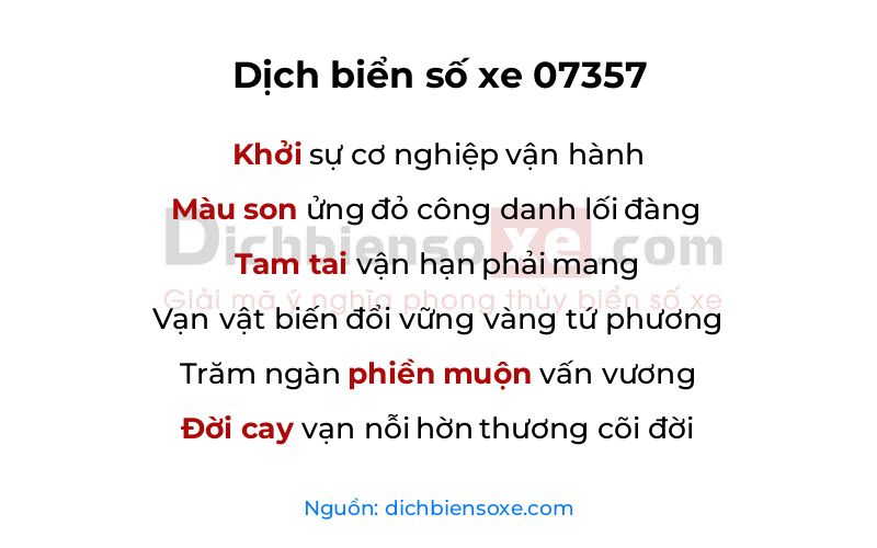 Dịch thơ biển số 07357