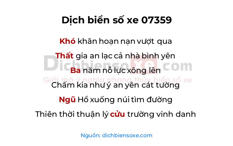 Dịch thơ biển số 07359