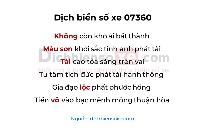 Dịch thơ biển số 07360