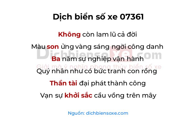 Dịch thơ biển số 07361