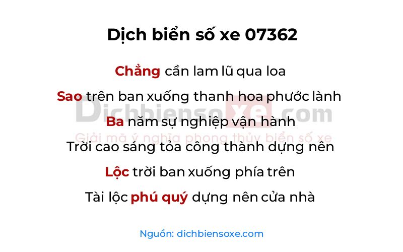 Dịch thơ biển số 07362