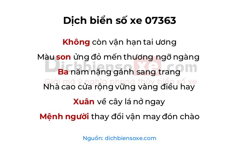 Dịch thơ biển số 07363