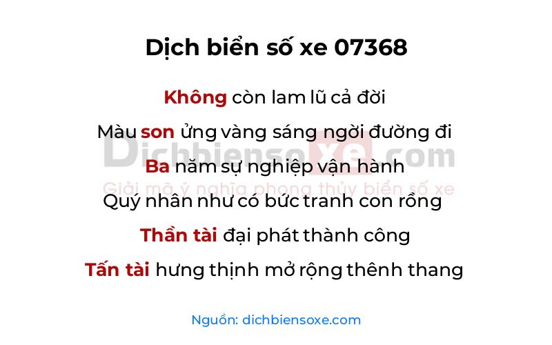 Dịch thơ biển số 07368