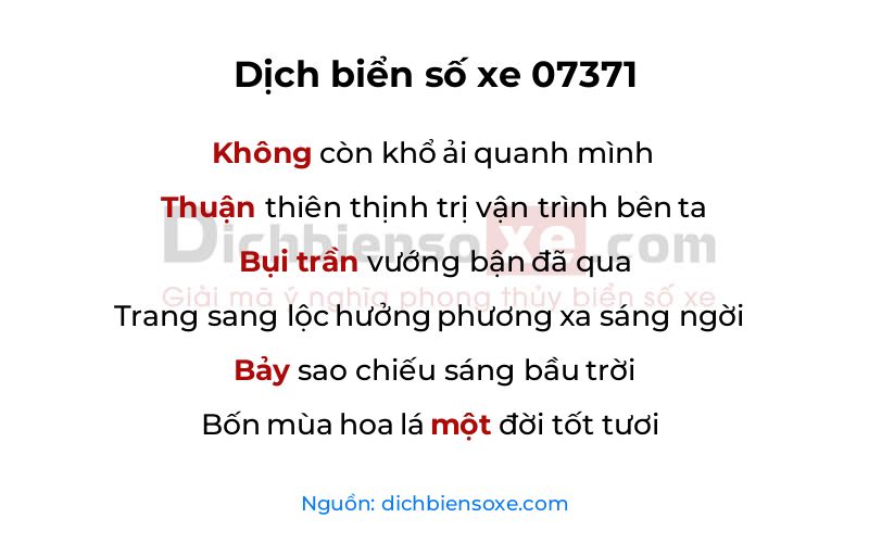 Dịch thơ biển số 07371