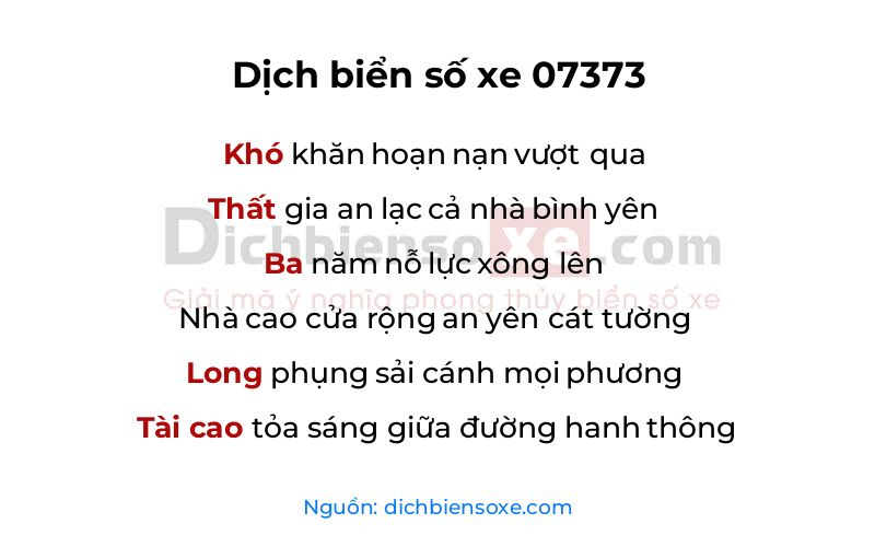 Dịch thơ biển số 07373