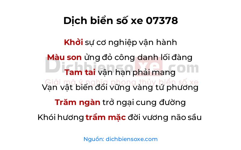 Dịch thơ biển số 07378