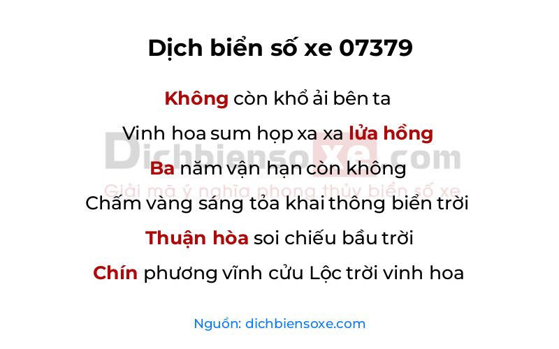 Dịch thơ biển số 07379