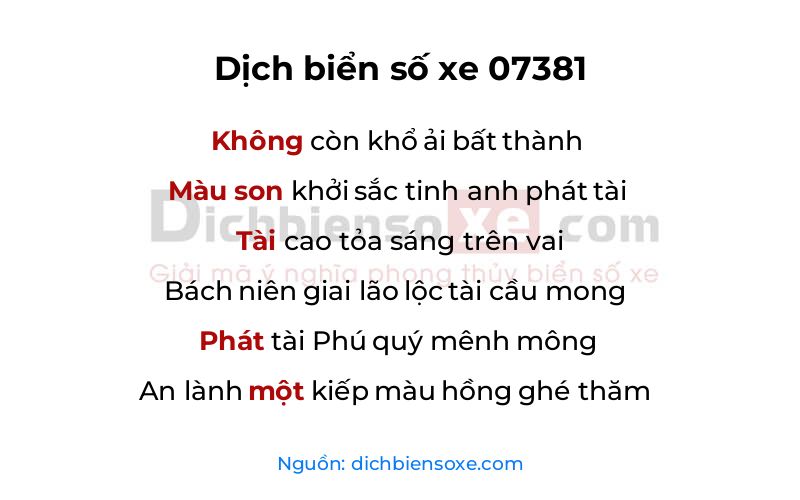 Dịch thơ biển số 07381