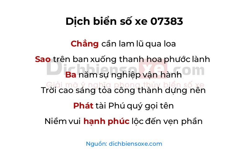 Dịch thơ biển số 07383